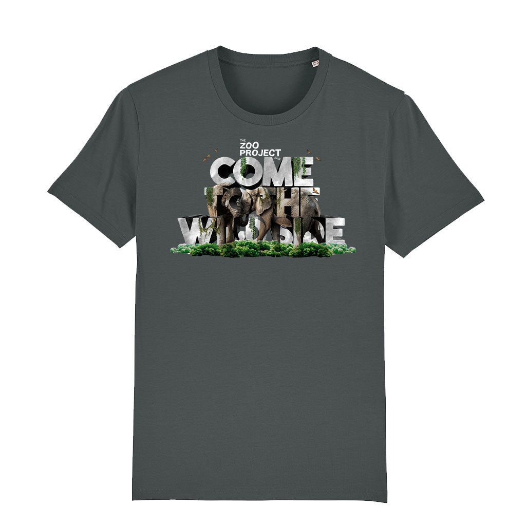 Come To The Wild Side White Text Men's Organic T-Shirt-The Zoo Project-Essential Republik