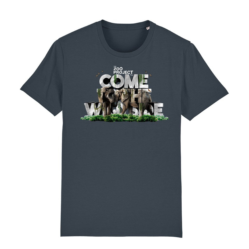 Come To The Wild Side White Text Men's Organic T-Shirt-The Zoo Project-Essential Republik