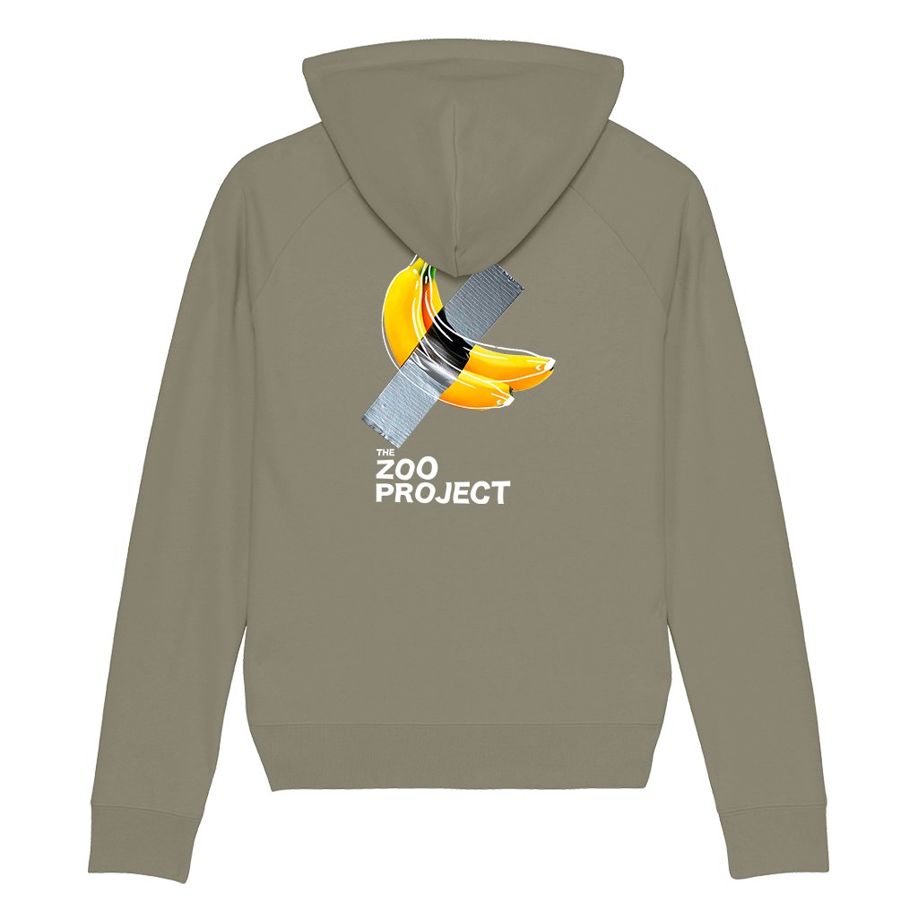 Taped Banana White Text Front And Back Print Women's Trigger Iconic Hoodie-The Zoo Project-Essential Republik