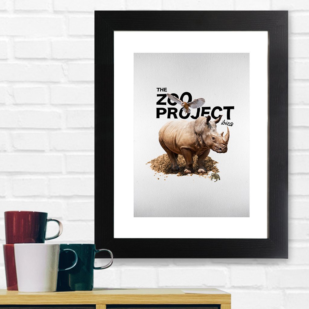 Rhinoceros Owl And Toad A3 Framed Print-The Zoo Project-Essential Republik