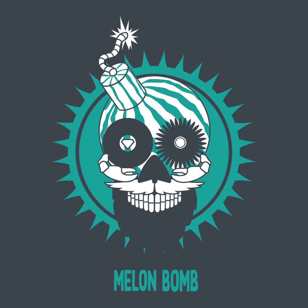Melon Bomb Logo And Text Front And Back Print Men's Organic T-Shirt-Melon Bomb-Essential Republik