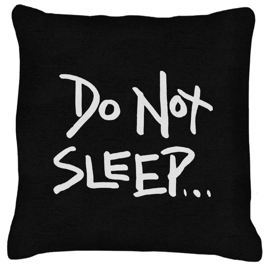 Do Not Sleep White Hand Drawn Logo Print Cushion-Do Not Sleep-Essential Republik
