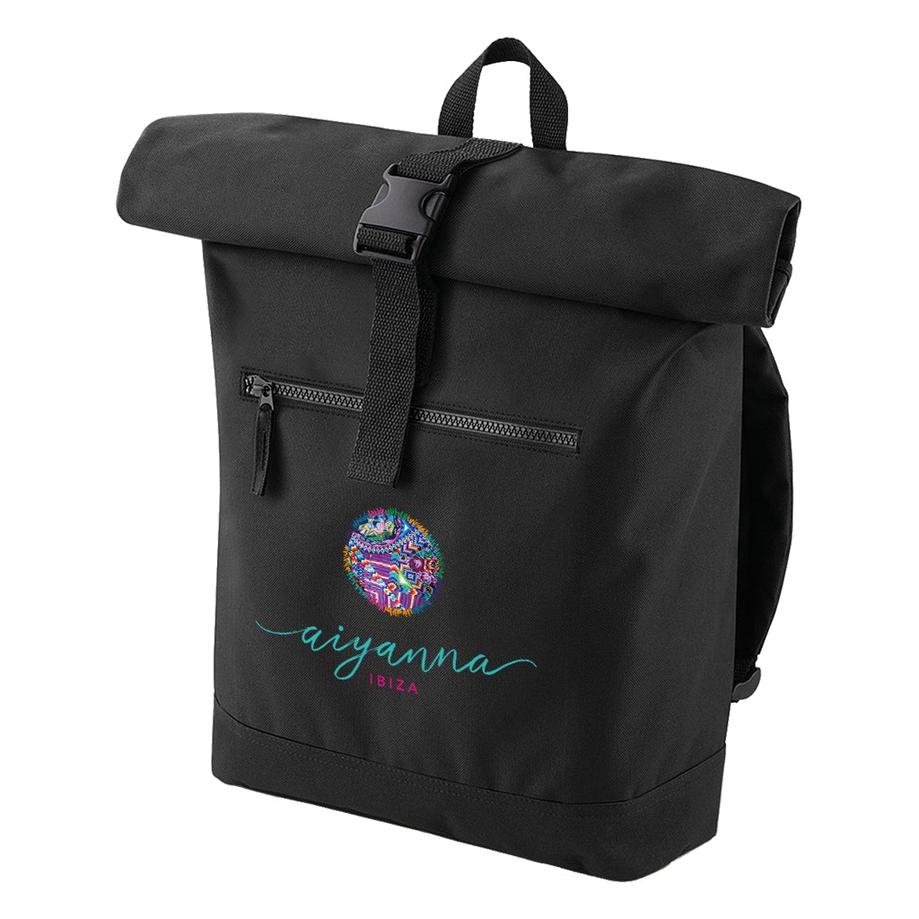 Aiyanna Ibiza Turquoise Logo Roll Top Backpack-Aiyanna-Essential Republik