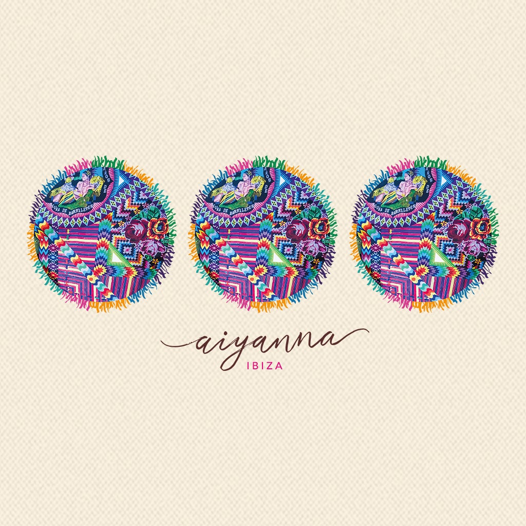 Aiyanna Ibiza Parasols Brown Text Rope Handle Beach Bag-Aiyanna-Essential Republik