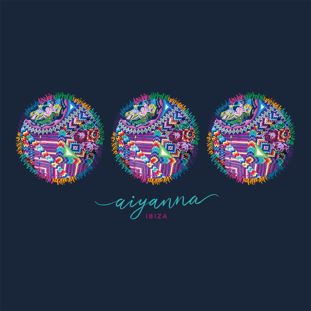 Aiyanna Ibiza Parasols Turquoise Text Rope Handle Beach Bag-Aiyanna-Essential Republik