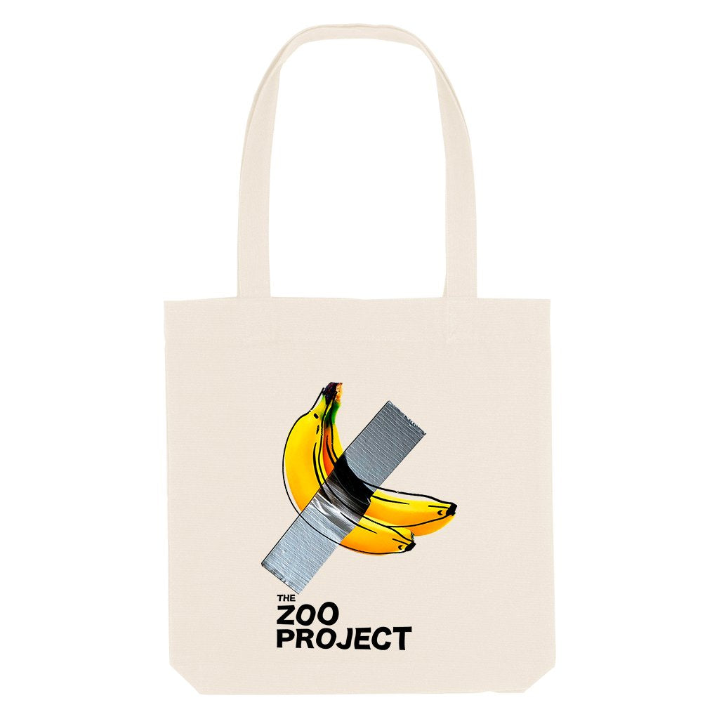 Taped Banana Black Text Woven Tote Bag-The Zoo Project-Essential Republik
