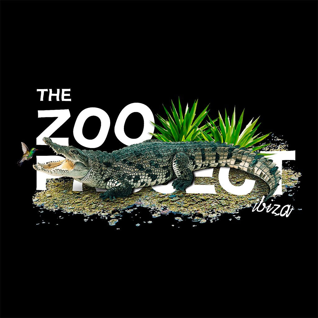 Crocodile And Humming Bird White Text Flat Peak Snapback Cap-The Zoo Project-Essential Republik