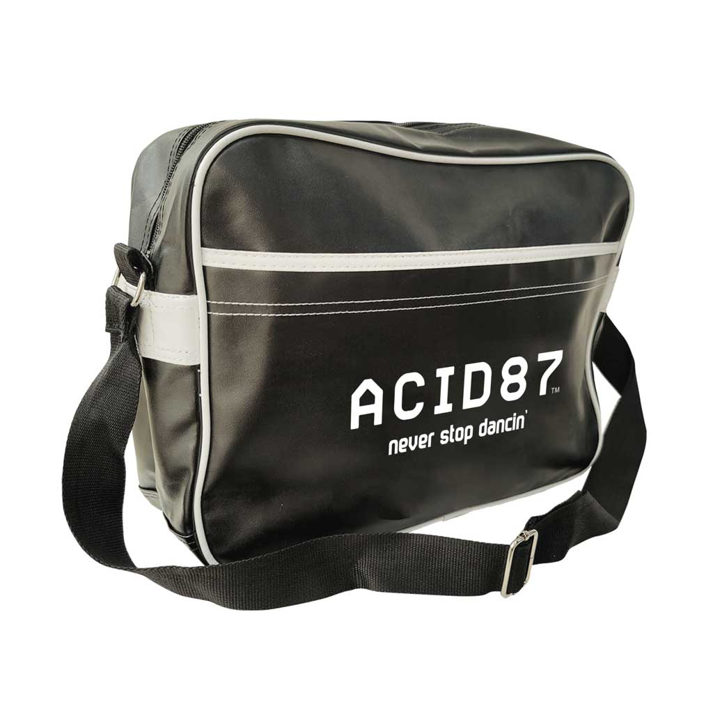 Acid87 Never Stop Dancing Large White Logo Retro Messenger Bag-Acid87-Essential Republik