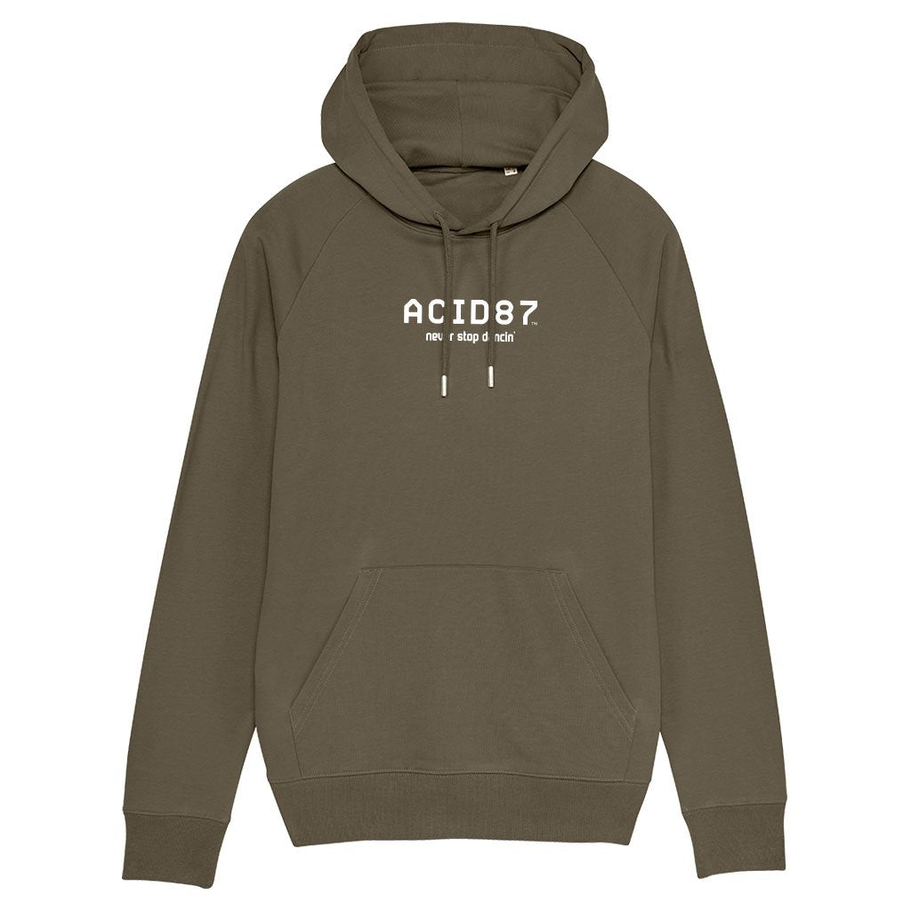 Acid87 Never Stop Dancing Large White Logo Unisex Hooded Sweatshirt-Acid87-Essential Republik