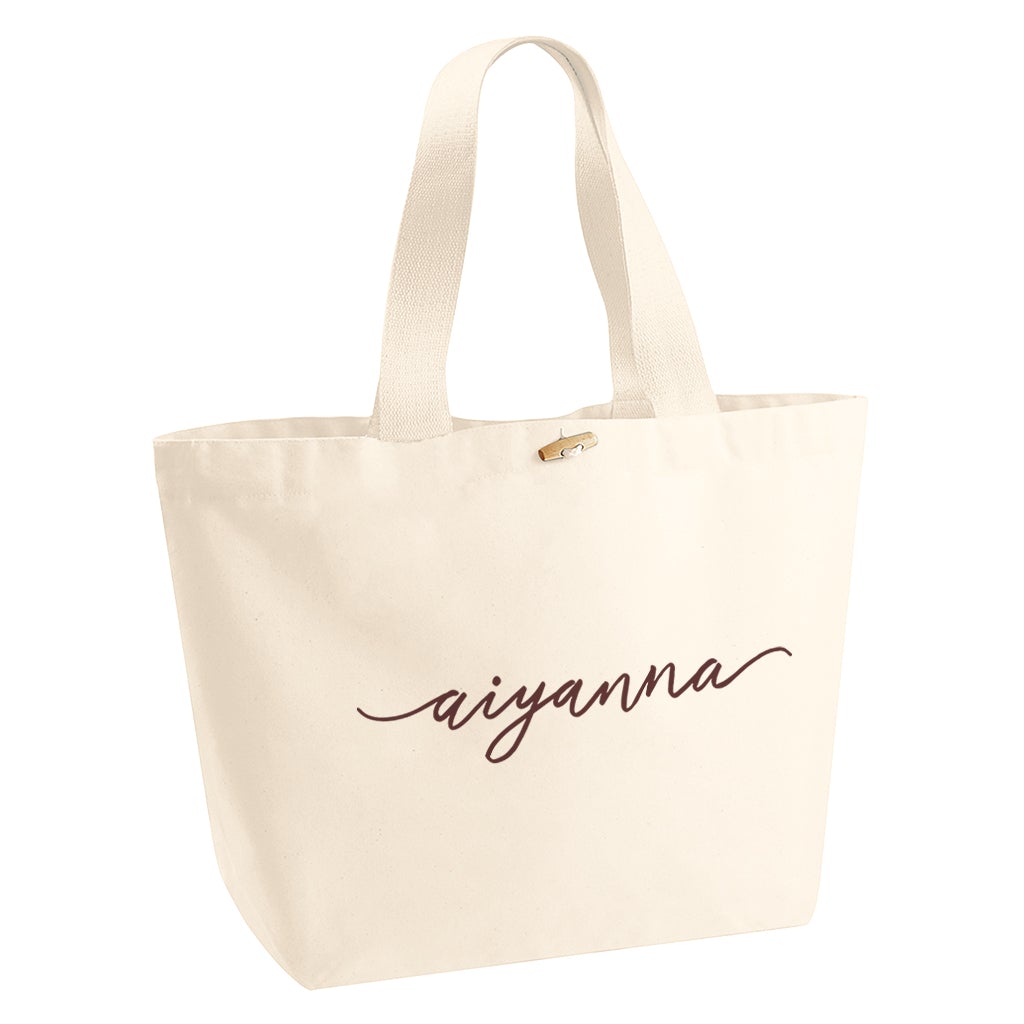 Aiyanna Brown Text Organic Marina Tote Bag-Aiyanna-Essential Republik