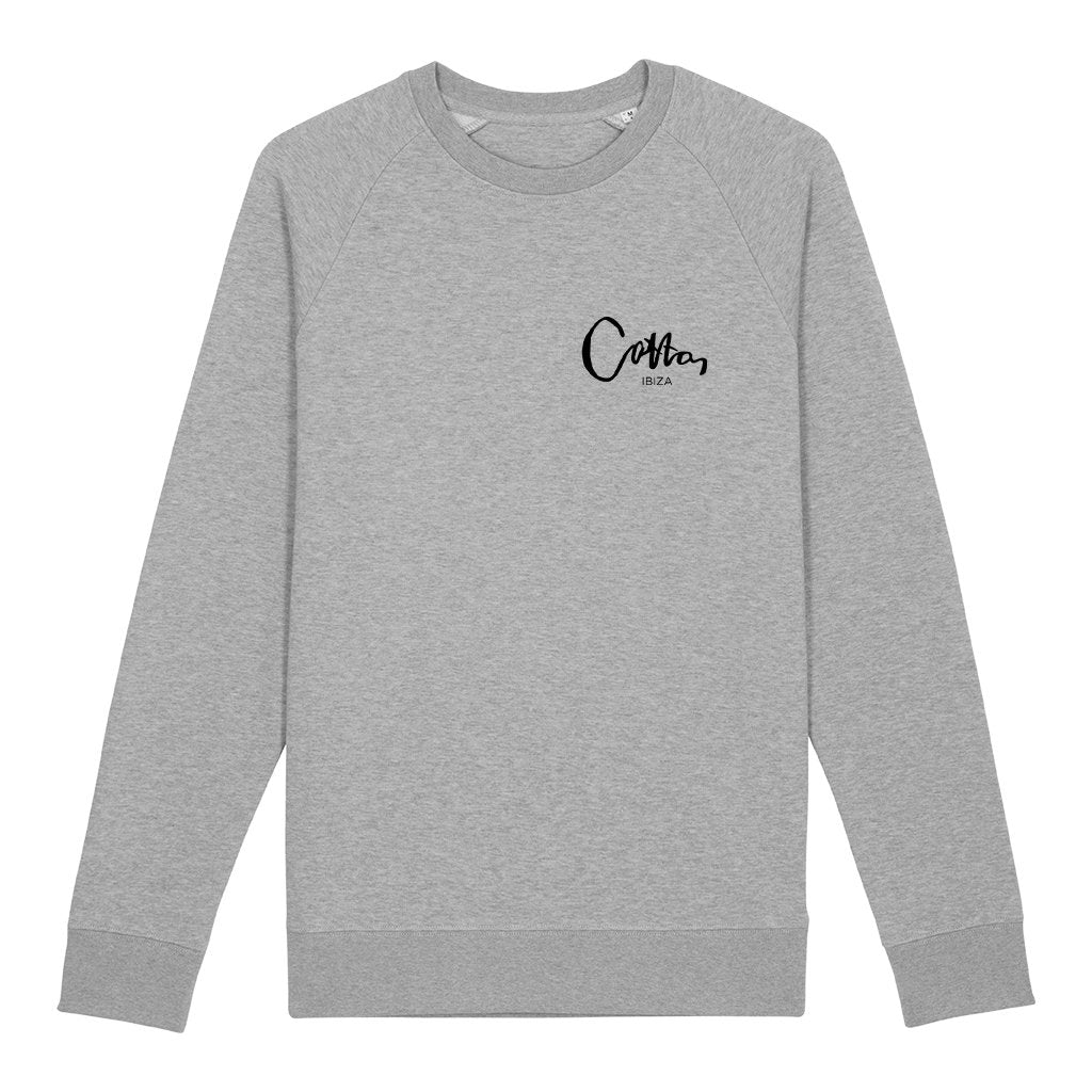 Cotton Ibiza Black Text Men's Stoller Crew Neck Sweatshirt-Cotton Lifestyle-Essential Republik