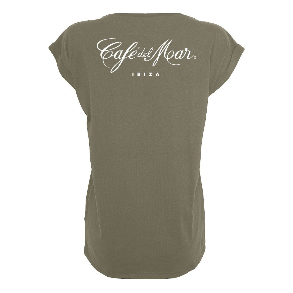 Café del Mar Ibiza Handwritten White Logo Front And Back Print Women's Casual T-Shirt-Café del Mar-Essential Republik