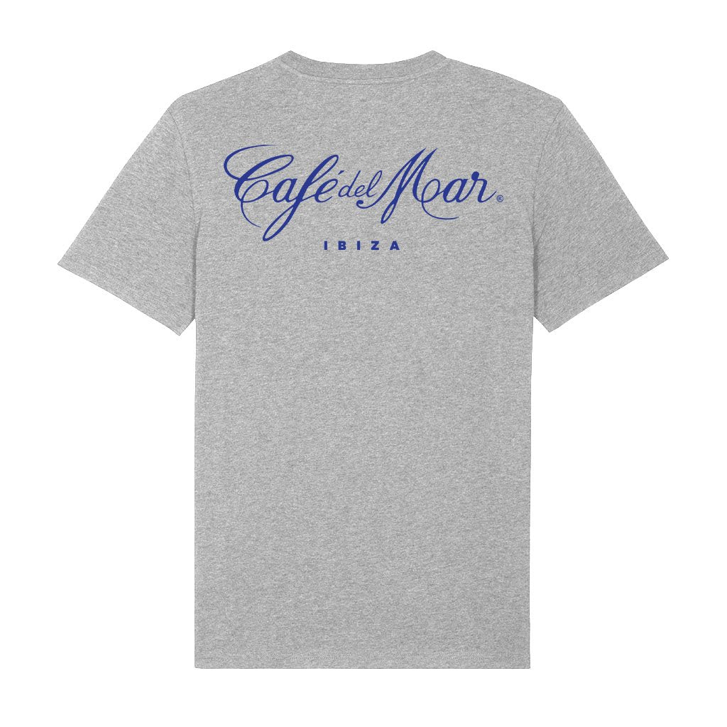 Café del Mar Ibiza Blue Logo Front And Back Print Men's V-Neck T-Shirt-Café del Mar-Essential Republik