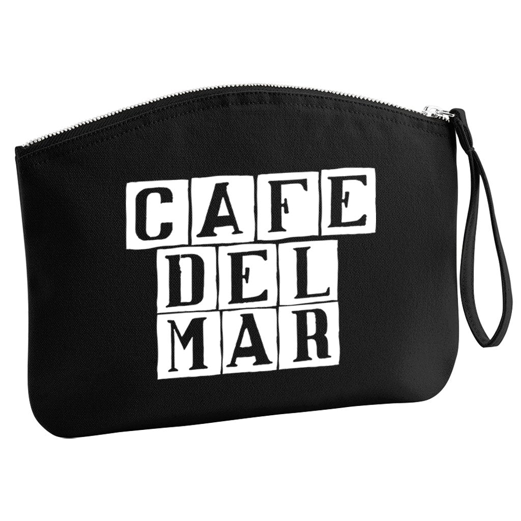Café del Mar White Tile Logo Organic Cotton Canvas Wristlet Zip Pouch-Café del Mar-Essential Republik