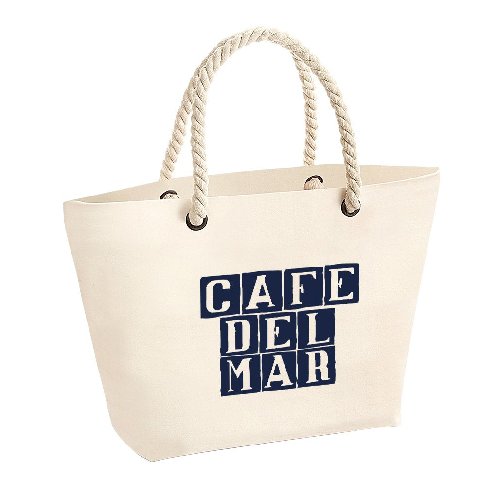 Café del Mar Blue Tile Logo Rope Handle Beach Bag-Café del Mar-Essential Republik