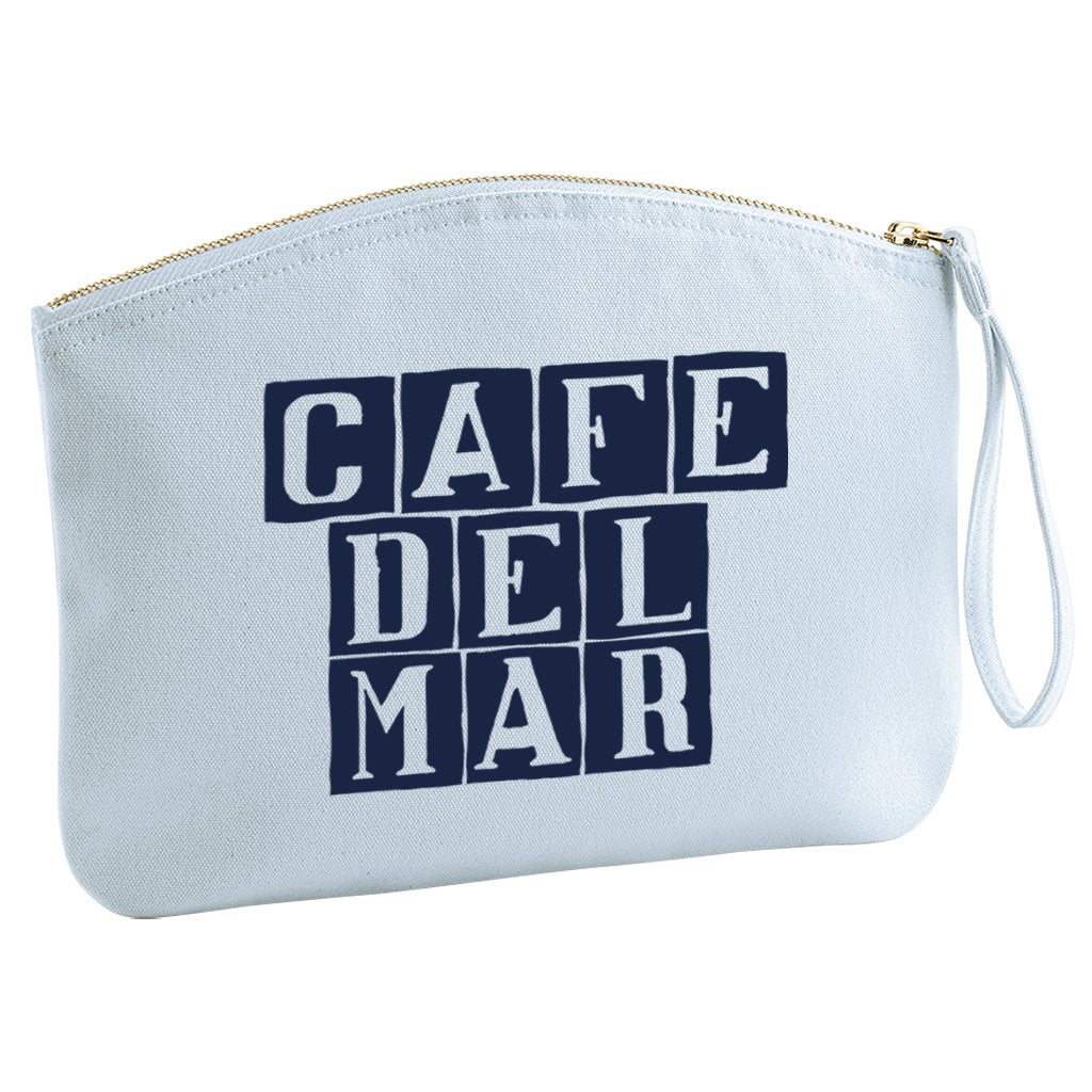 Café del Mar Blue Tile Logo Organic Cotton Canvas Wristlet Zip Pouch-Café del Mar-Essential Republik
