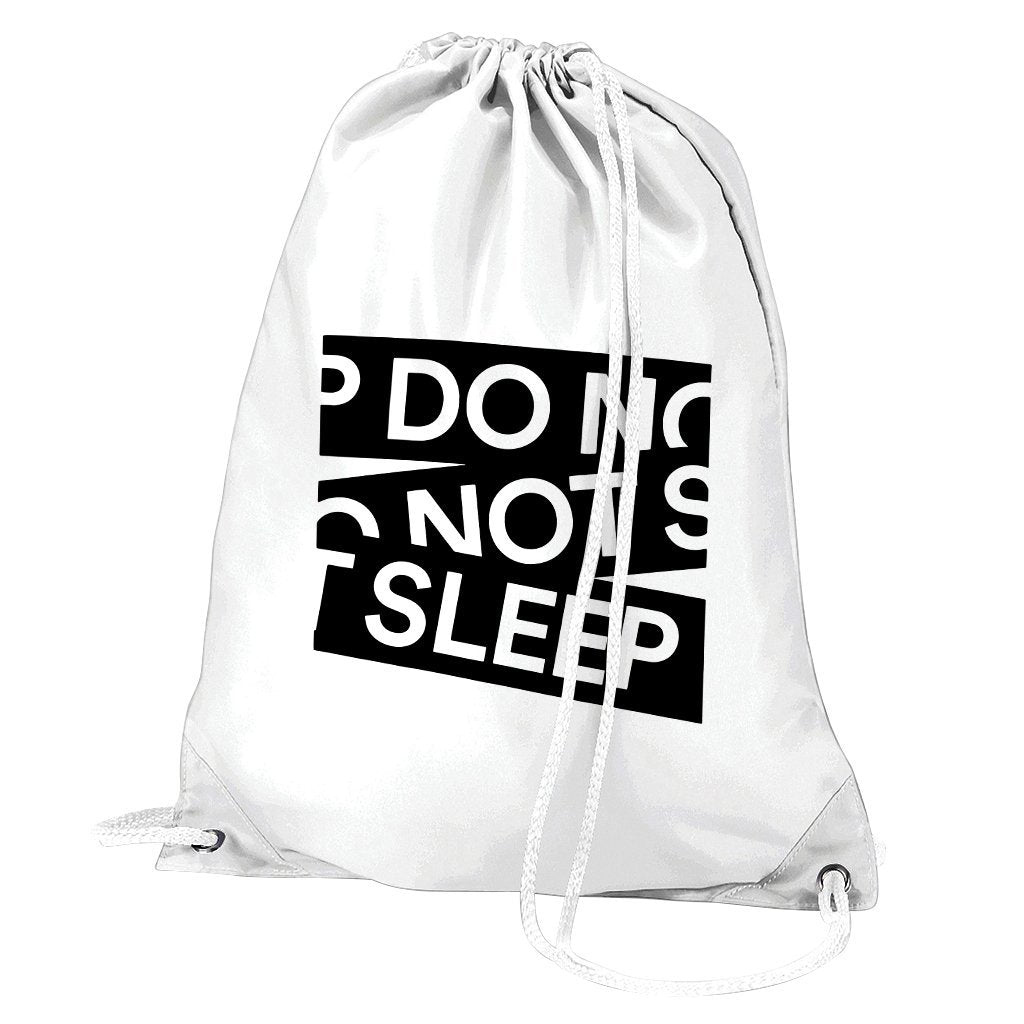 Do Not Sleep Black Tape Vinyl Print Logo Water Resistant Sports Gymsac Drawstring Day Bag-Do Not Sleep-Essential Republik
