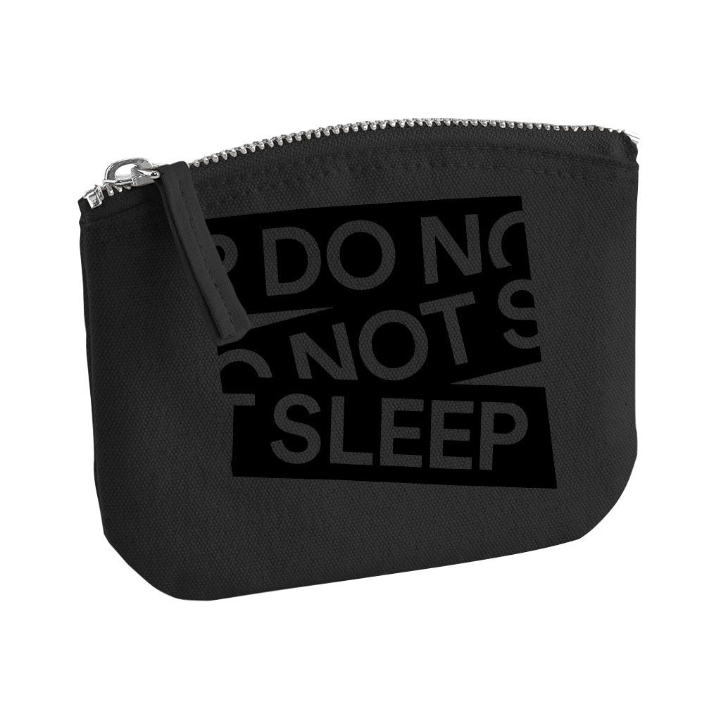 Do Not Sleep Black Tape Vinyl Print Logo Organic Cotton Canvas Zip Purse-Do Not Sleep-Essential Republik