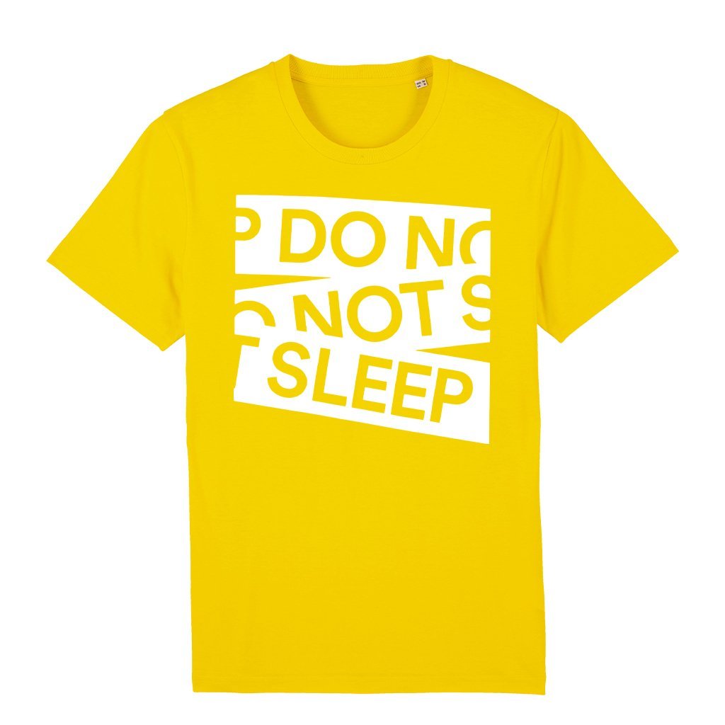 Do Not Sleep White Tape Logo Golden Yellow Men's Organic T-Shirt-Do Not Sleep-Essential Republik