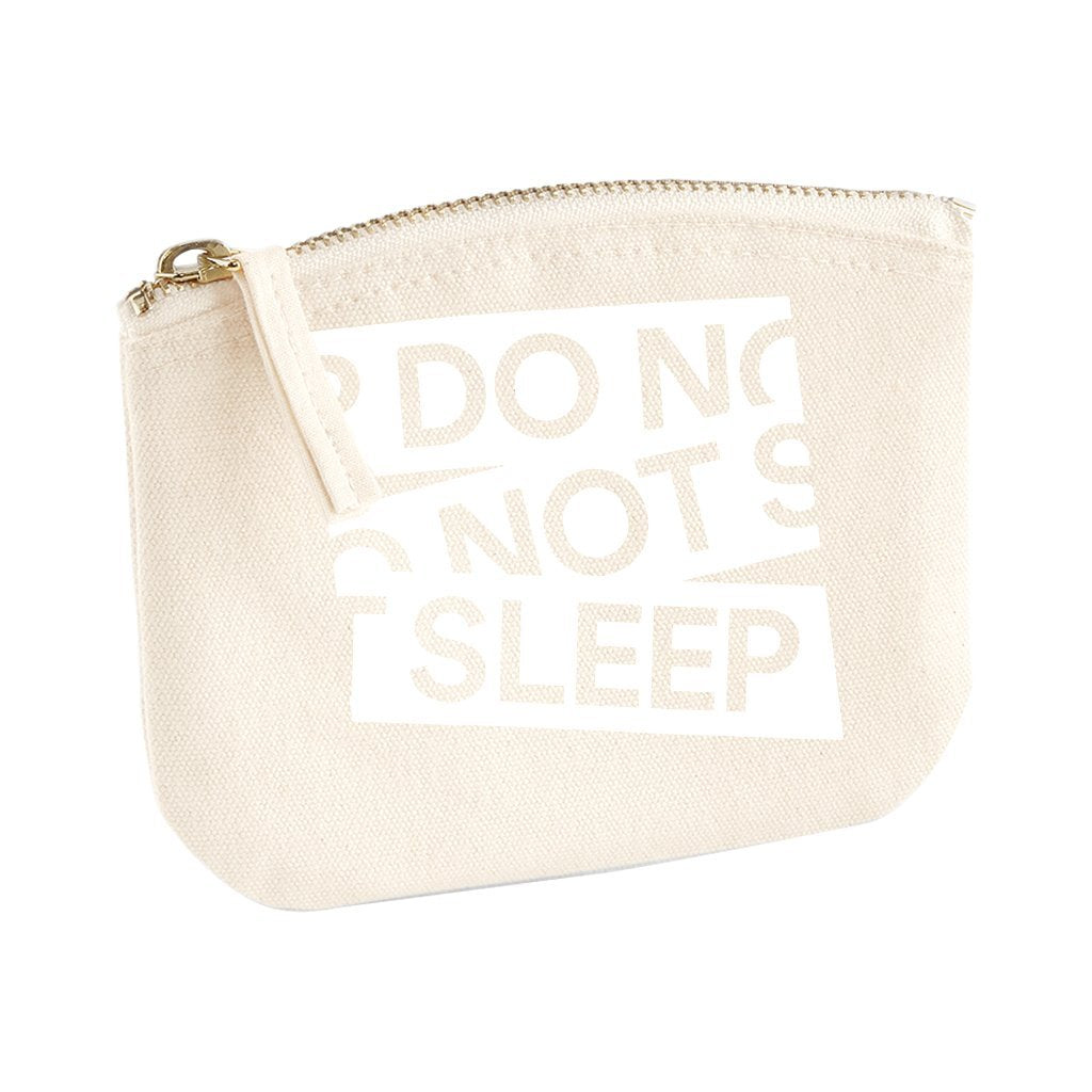 Do Not Sleep White Tape Vinyl Print Logo Organic Cotton Canvas Zip Purse-Do Not Sleep-Essential Republik