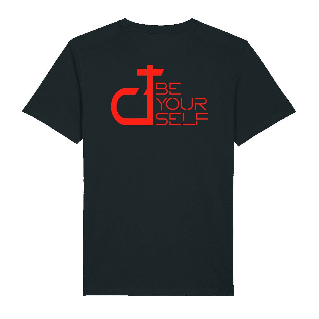 DT Be Yourself Red Logo Front And Back Print Men's Organic T-Shirt-Danny Tenaglia-Essential Republik