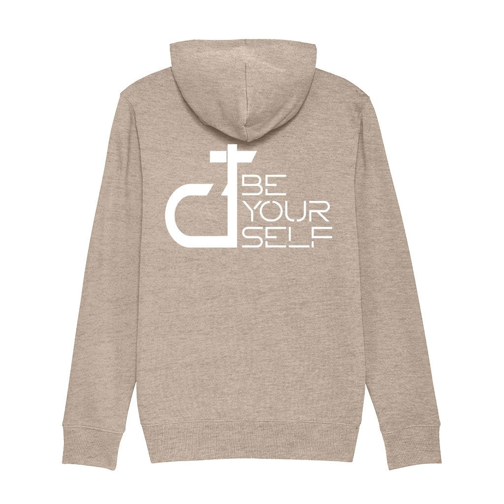DT Be Yourself White Logo Front And Back Print Men's Iconic Zip-through Hoodie-Danny Tenaglia-Essential Republik