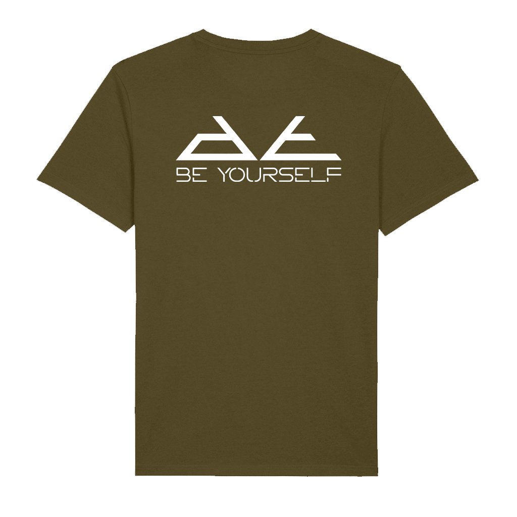DT White Be Yourself Pyramid Logo Front And Back Print Men's Organic T-Shirt-Danny Tenaglia-Essential Republik