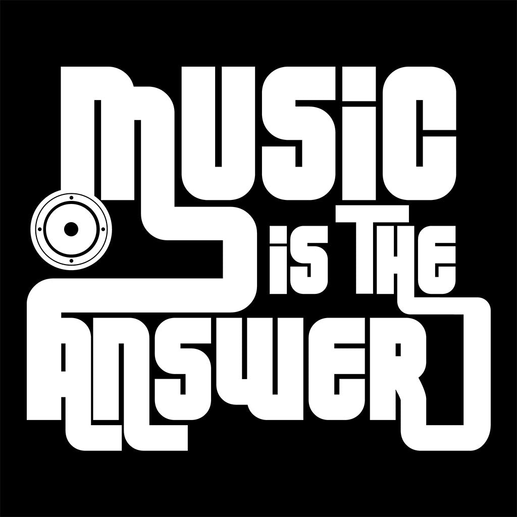 Music Is The Answer White Text With Speaker Women's Iconic Fitted T-Shirt-Danny Tenaglia-Essential Republik
