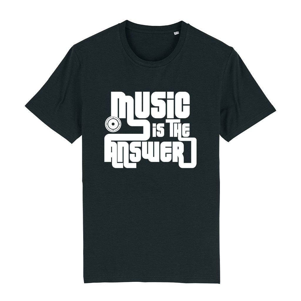 Music Is The Answer White Text With Speaker Men's Organic T-Shirt-Danny Tenaglia-Essential Republik