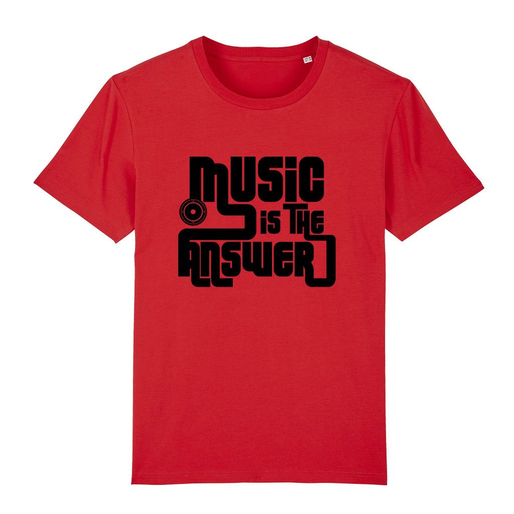 Music Is The Answer Black Text With Speaker Men's Organic T-Shirt-Danny Tenaglia-Essential Republik