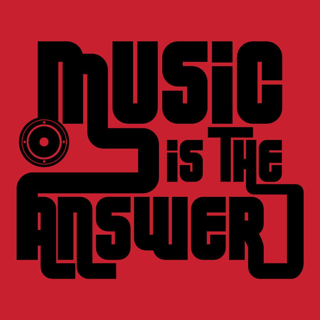 Music Is The Answer Black Text With Speaker Women's Iconic Fitted T-Shirt-Danny Tenaglia-Essential Republik