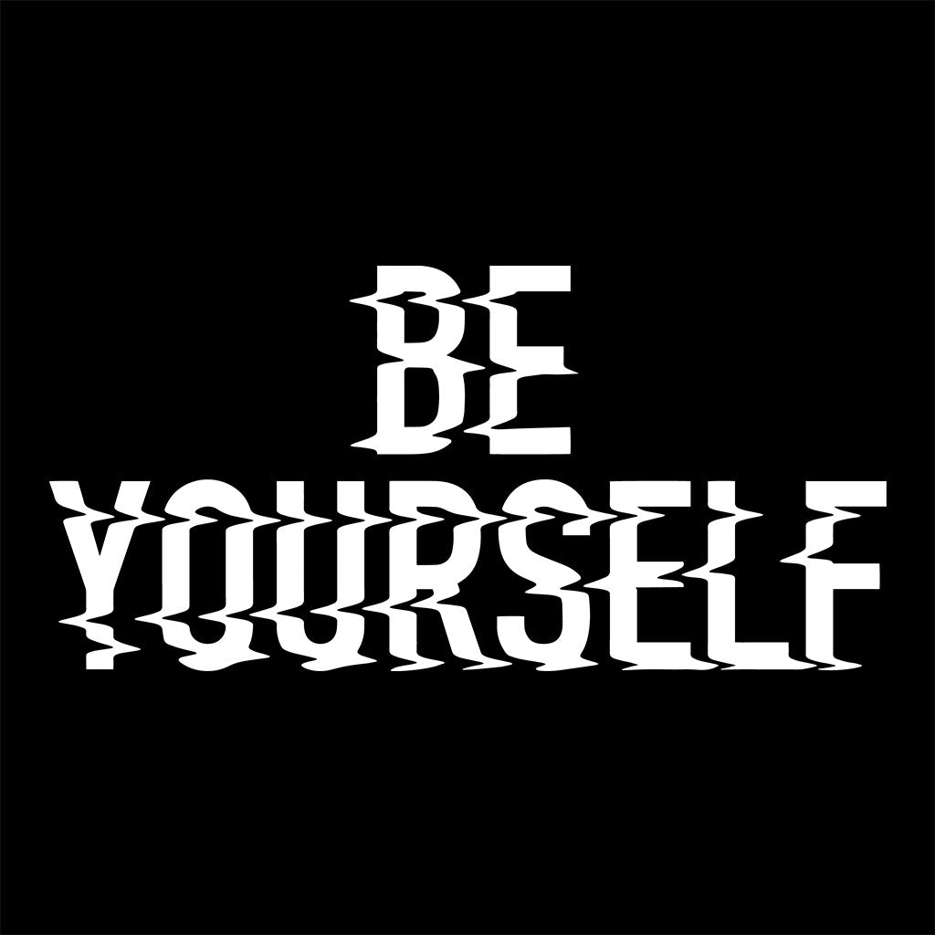 Be Yourself White Glitch Text Women's Iconic Fitted T-Shirt-Danny Tenaglia-Essential Republik