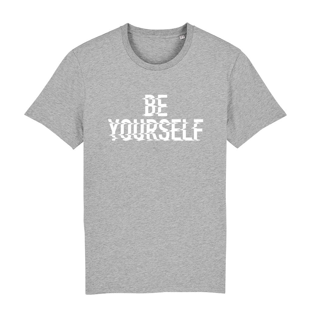 Be Yourself White Glitch Text Men's Organic T-Shirt-Danny Tenaglia-Essential Republik