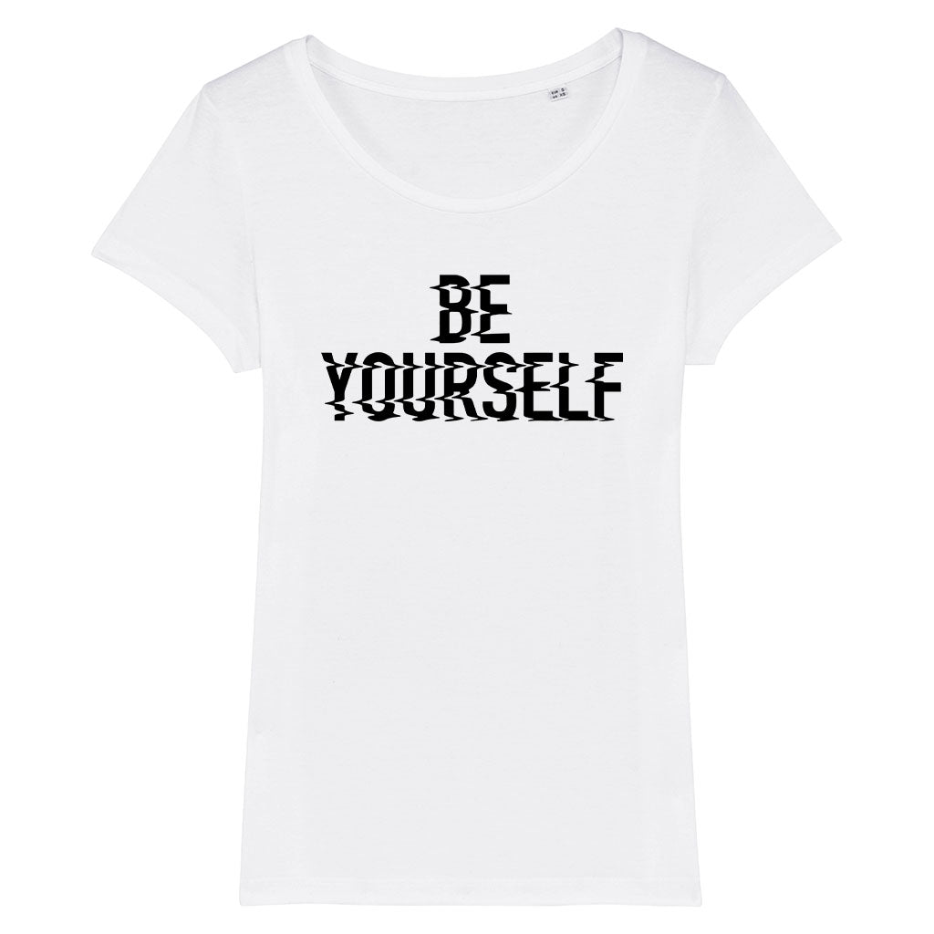 Be Yourself Black Glitch Text Women's Iconic Fitted T-Shirt-Danny Tenaglia-Essential Republik