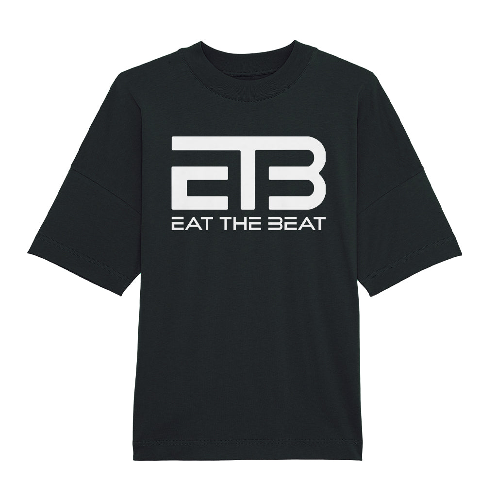 Eat The Beat White Logo Unisex Heavy Drop Shoulder T-Shirt-Eat The Beat-Essential Republik