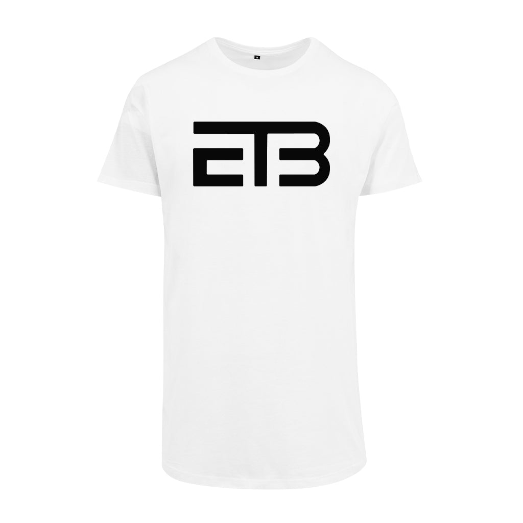ETB Black Logo Men's Shaped Long T-Shirt-Eat The Beat-Essential Republik