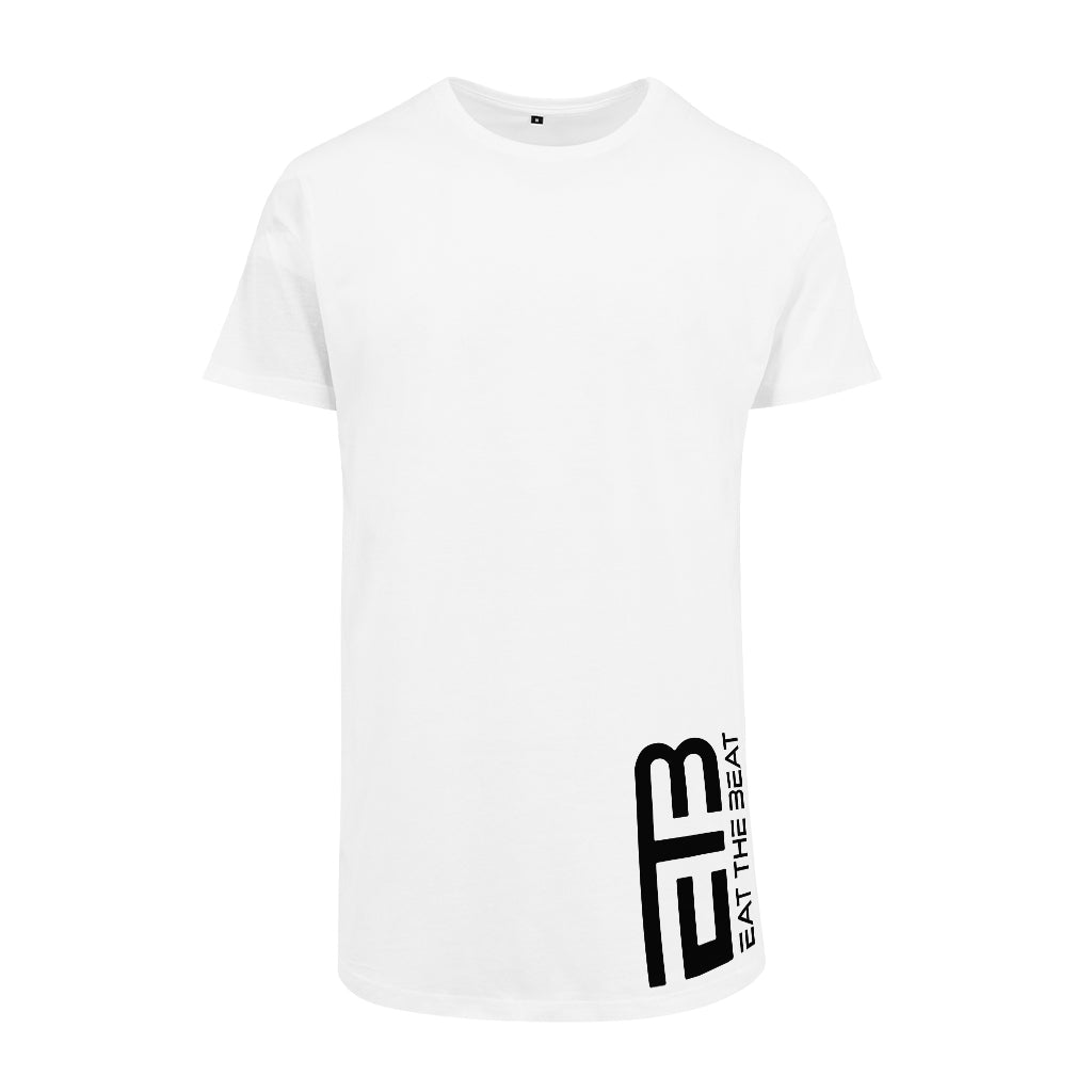 Eat The Beat Vertical Black Logo Men's Shaped Long T-Shirt-Eat The Beat-Essential Republik