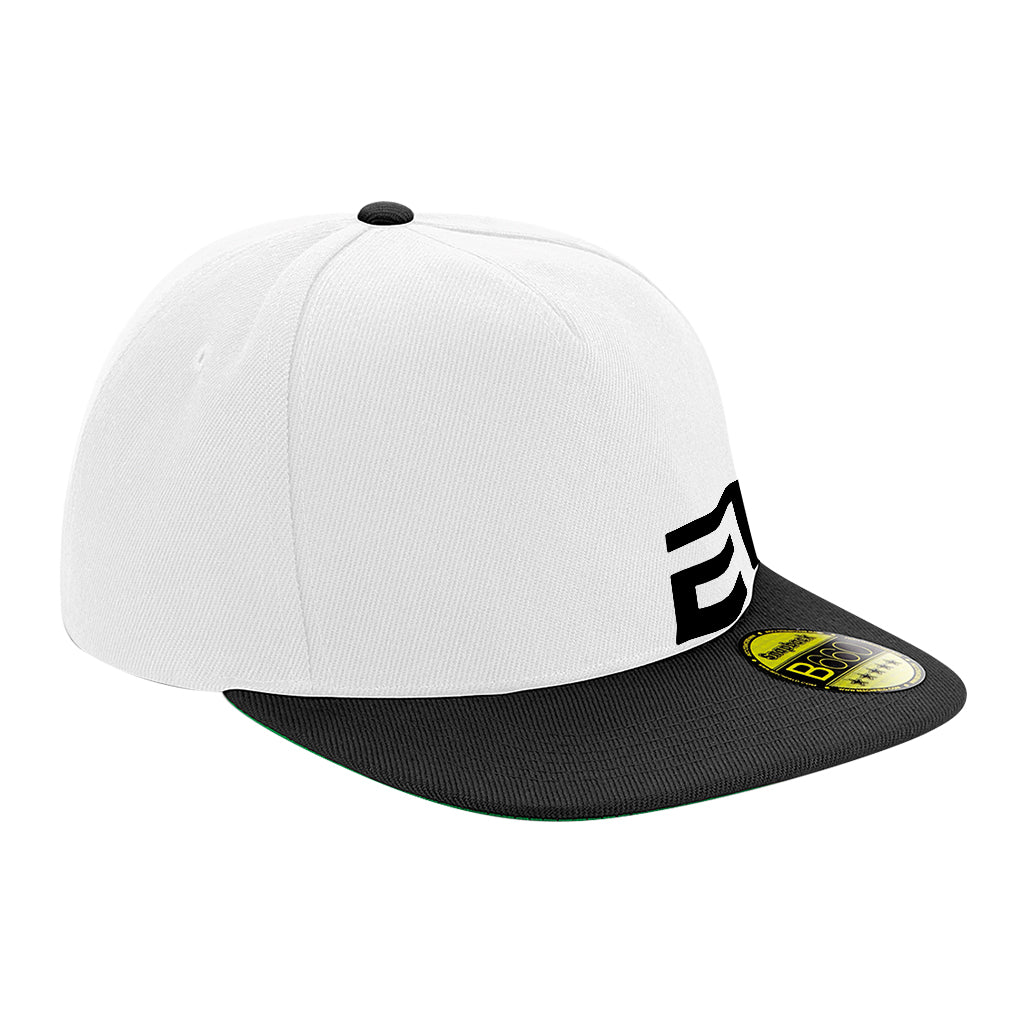 ETB Black Logo Front And Back Print Flat Peak Snapback Cap-Eat The Beat-Essential Republik