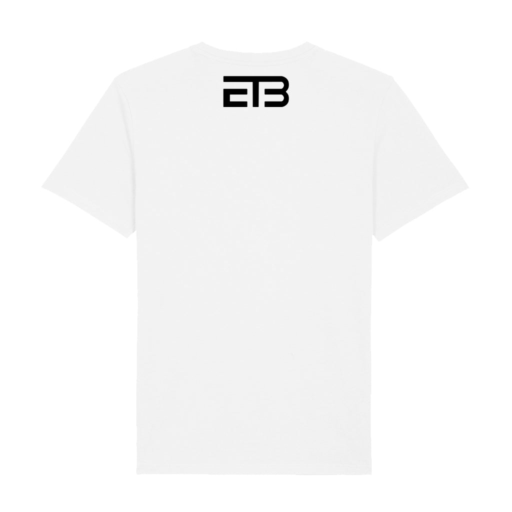 Eat The Beat Single Line Vertical Black Logo Front And Back Print Unisex Organic T-Shirt-Eat The Beat-Essential Republik