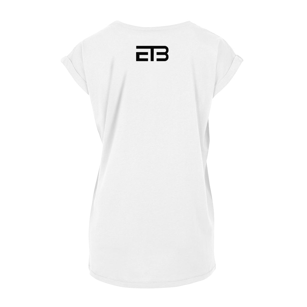 Eat The Beat Single Line Vertical Black Logo Front And Back Print Women's Casual T-Shirt-Eat The Beat-Essential Republik