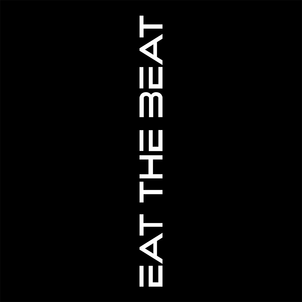 Eat The Beat Single Line Vertical White Logo Front And Back Print Unisex Organic T-Shirt-Eat The Beat-Essential Republik