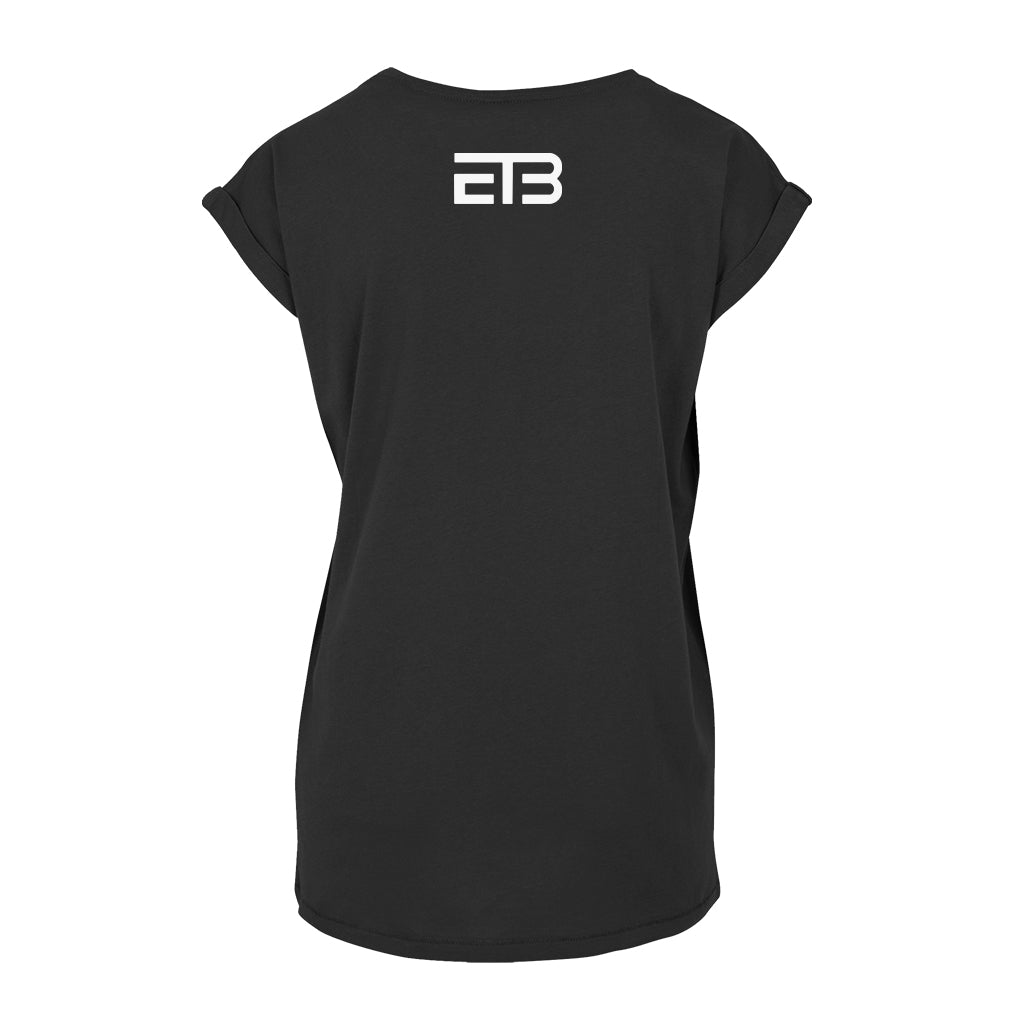 Eat The Beat Single Line Vertical White Logo Front And Back Print Women's Casual T-Shirt-Eat The Beat-Essential Republik