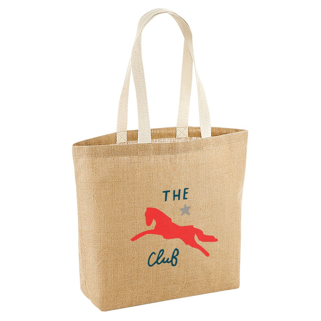 Jockey Club The Club Red Logo Jute Shopping Bag-Jockey Club-Essential Republik