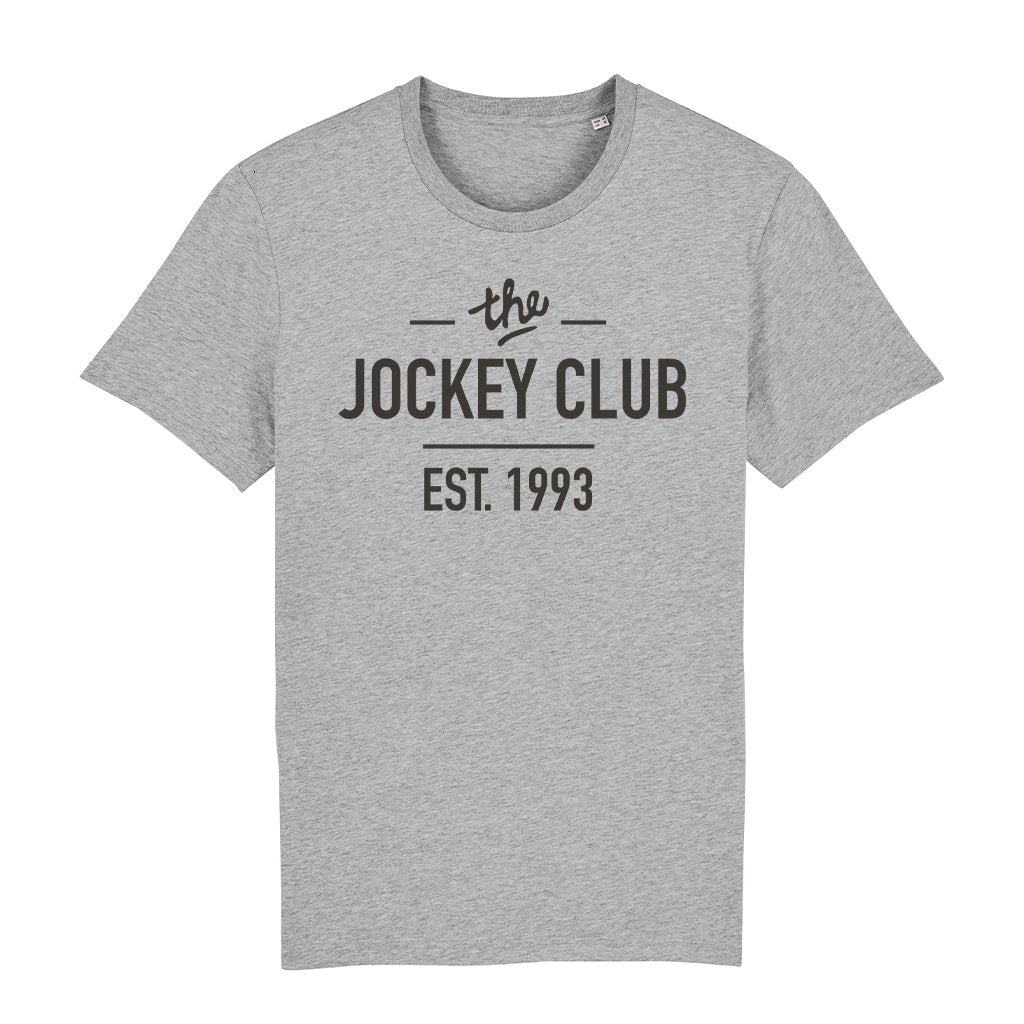Jockey Club The Jockey Club Est 1993 Dark Grey Text Men's Organic T-Shirt-Jockey Club-Essential Republik
