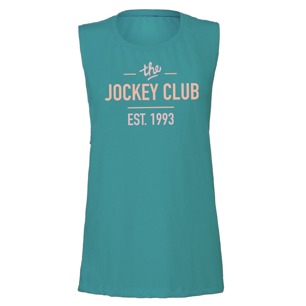 Jockey Club The Jockey Club Est 1993 Pink Text Women's Flowy Muscle Vest-Jockey Club-Essential Republik