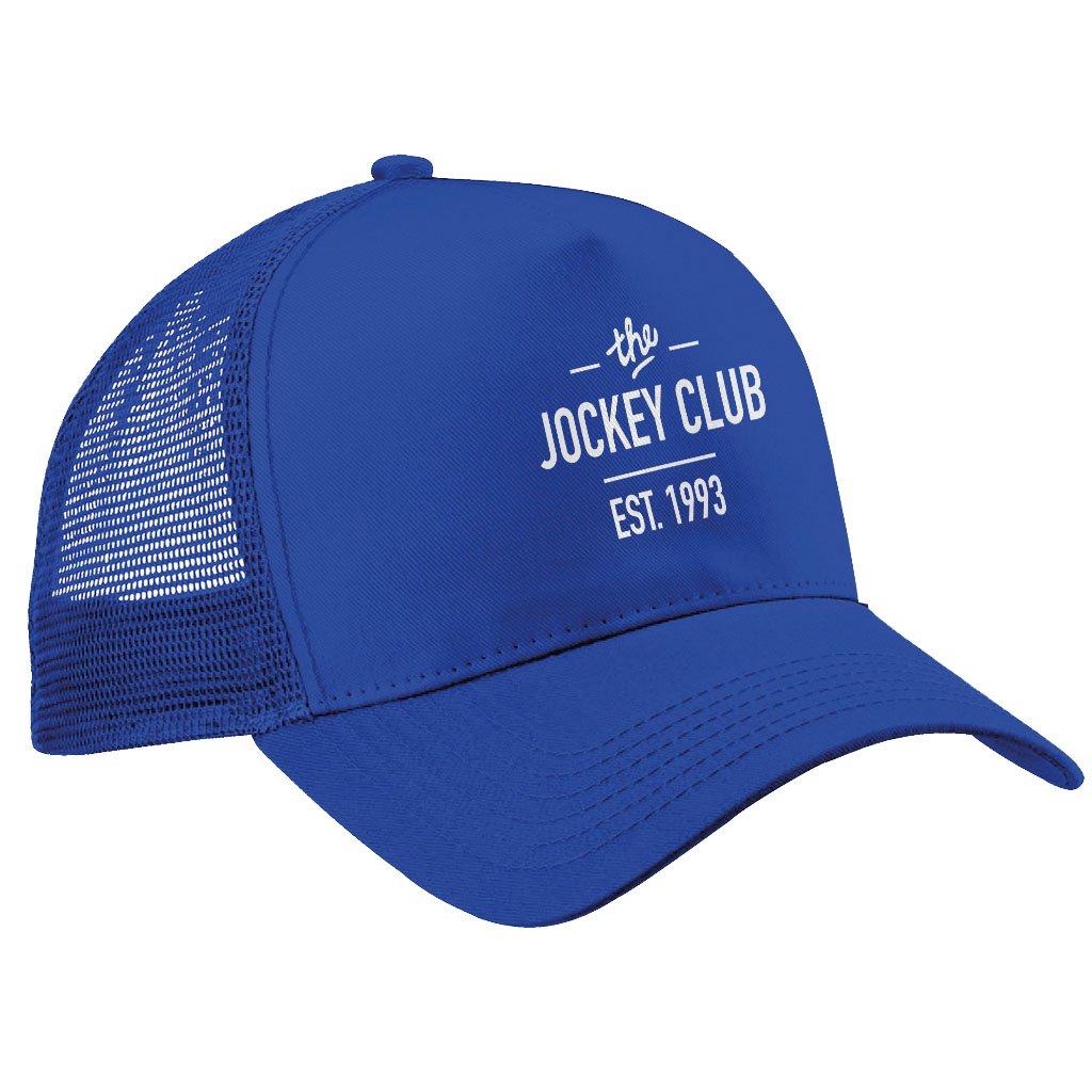 Jockey Club The Jockey Club Est 1993 White Text Trucker Cap-Jockey Club-Essential Republik