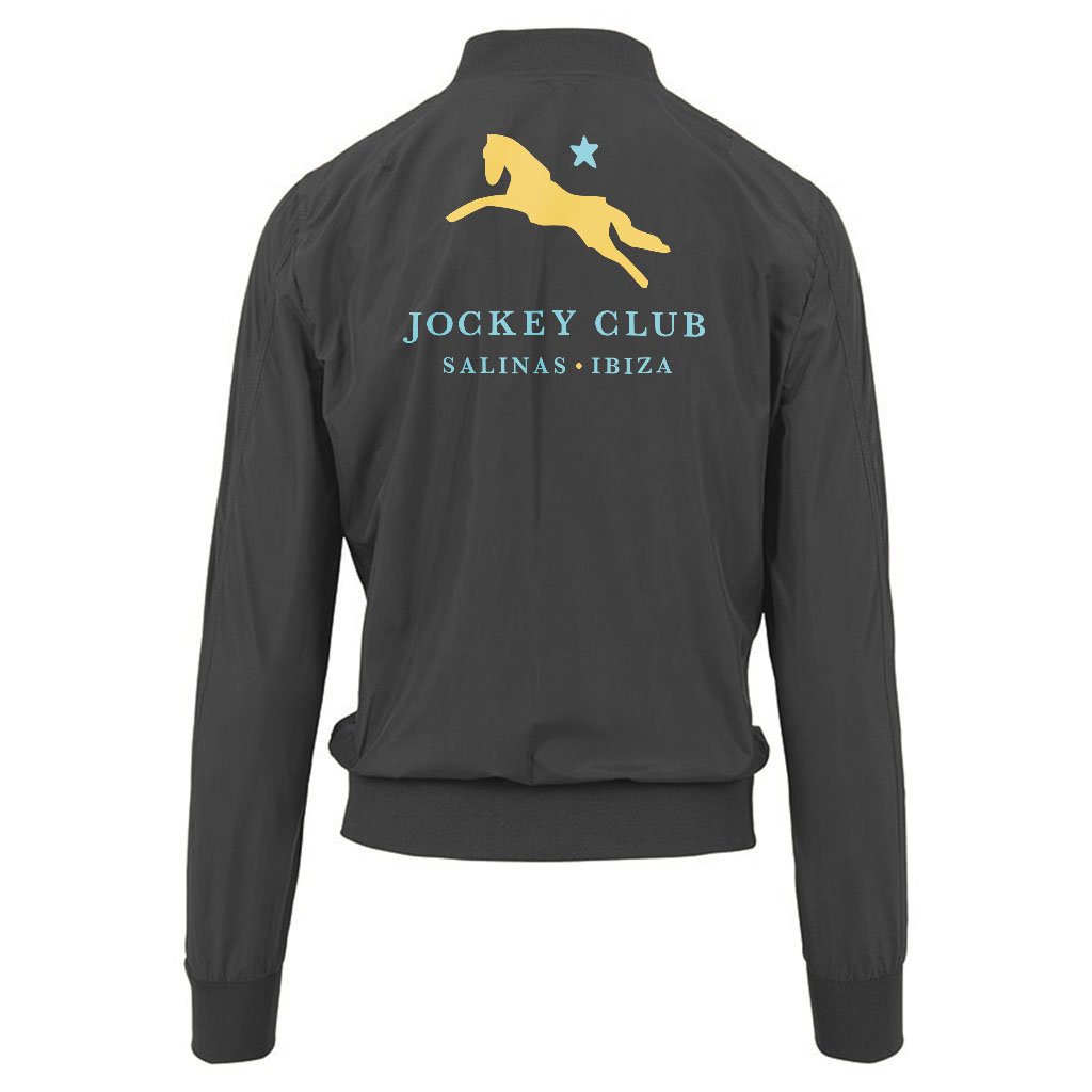 Jockey Club This Is The Place Turquoise Text Front And Back Print Women's Bomber Jacket-Jockey Club-Essential Republik