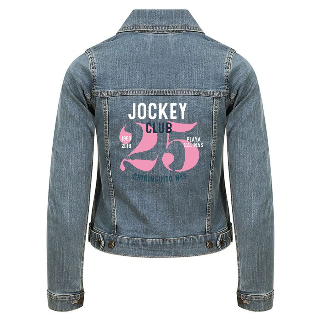Jockey Club Forever Young Front And Back Print Women's Denim Jacket-Jockey Club-Essential Republik