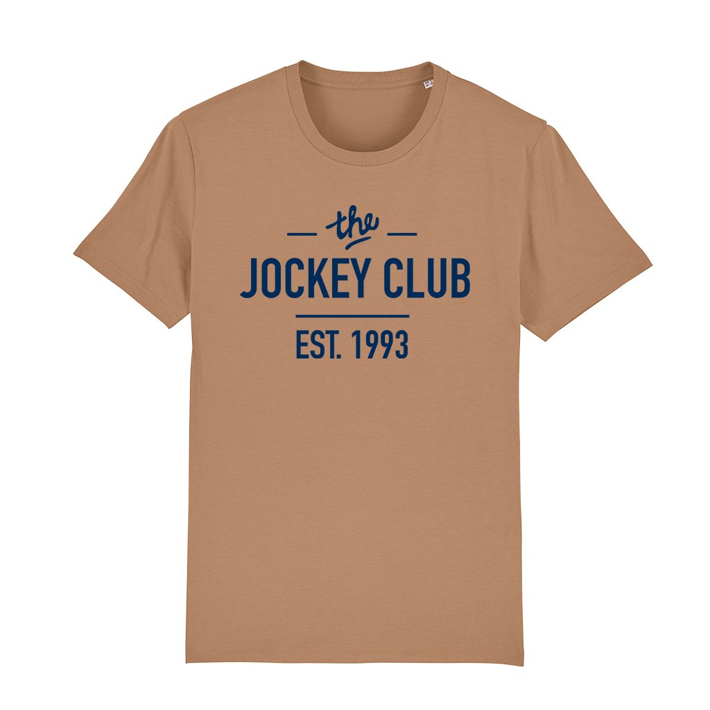 Jockey Club The Jockey Club Est 1993 Royal Blue Text Men's Organic T-Shirt-Jockey Club-Essential Republik
