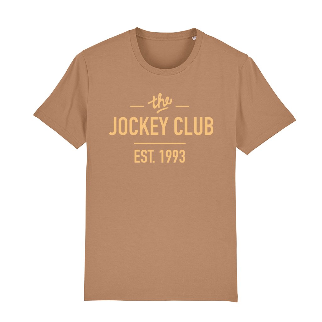 Jockey Club The Jockey Club Est 1993 Orange Text Men's Organic T-Shirt-Jockey Club-Essential Republik